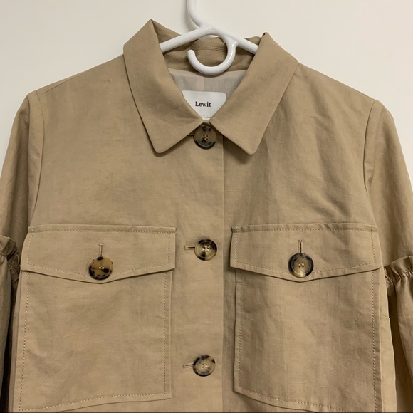 Lewit Tan Linen Blend Ruffle Jacket - Picture 5 of 15